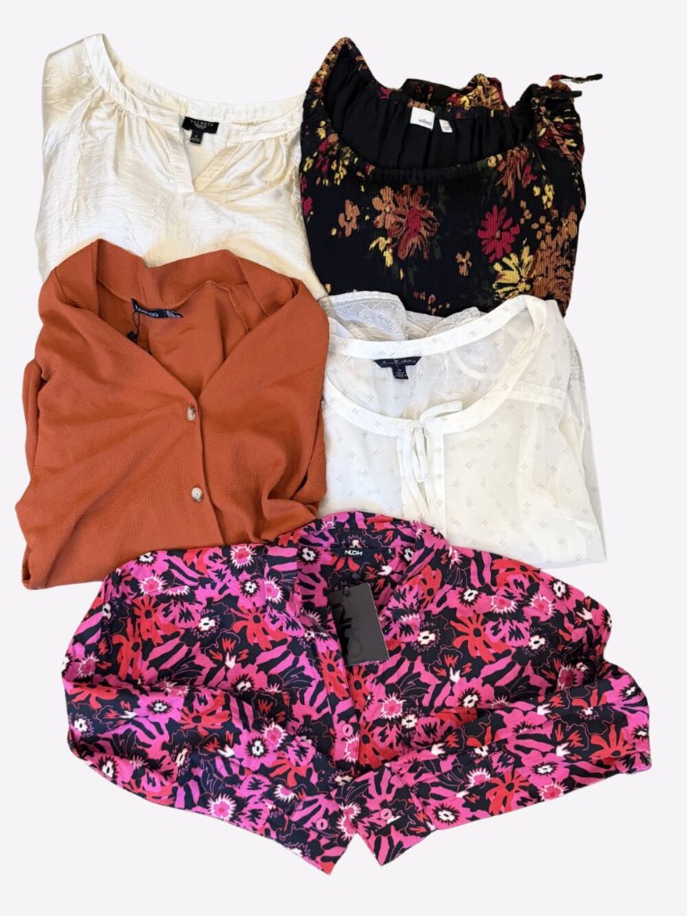 Lot of 5 Womens Blouses Size Small Long Sleeve Tops Bundle Wholesale Reseller